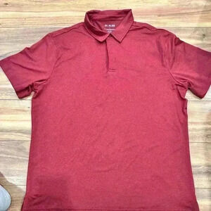 01 Algo Men’s Heather Red Performance Polo Shirt, Quick-Dry, Size XL